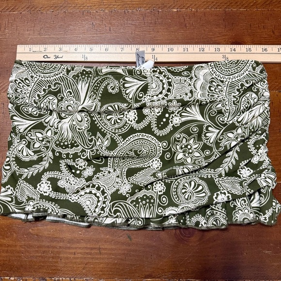 Athena for Eddie Bauer Olive and Cream Paisley swim skirt/bottoms sz 6 - Picture 5 of 9